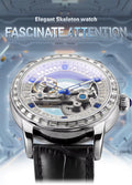 Luxury Brand Sport Watch Men Leather Strap Transparent  Automatic Mechanical Watches 2 YEAR GURANTEE