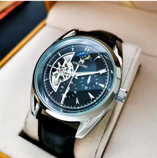 AOKULASIC European American Style Large Dial Semi-Automatic Mechanical Watch 2 YEAR GURANTEE