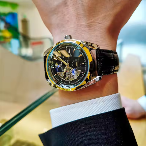 AOKULASIC European American Style Large Dial Semi-Automatic Mechanical Watch 2 YEAR GURANTEE