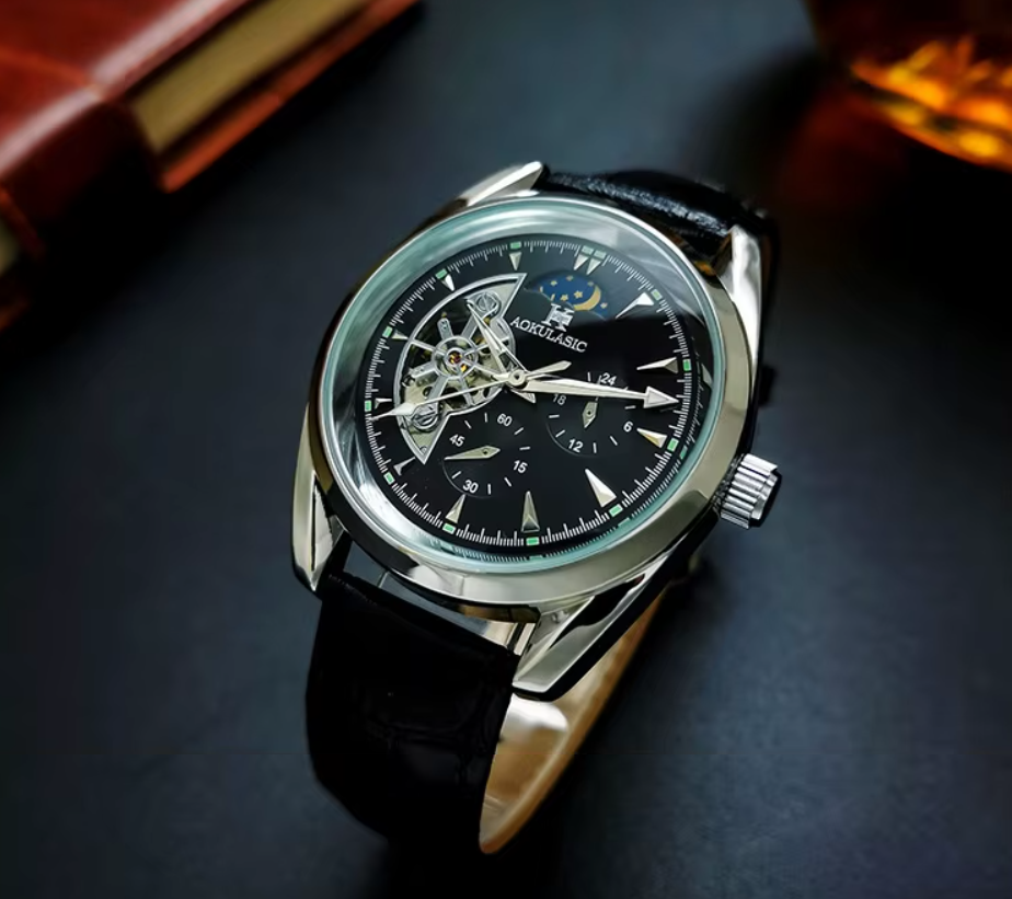 AOKULASIC European American Style Large Dial Semi-Automatic Mechanical Watch 2 YEAR GURANTEE