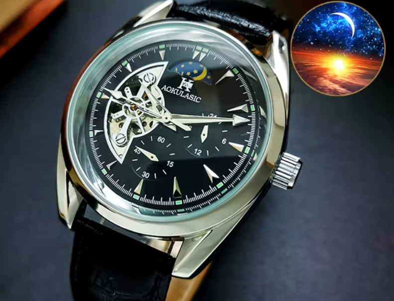AOKULASIC European American Style Large Dial Semi-Automatic Mechanical Watch 2 YEAR GURANTEE