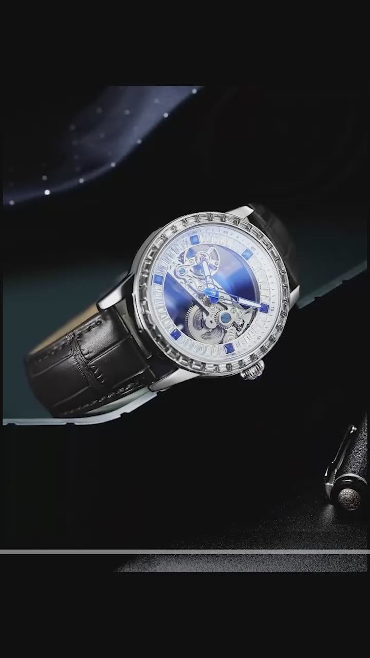 Luxury Brand Sport Watch Men Leather Strap Transparent  Automatic Mechanical Watches 2 YEAR GURANTEE